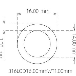 外径 16.00 mm / 内径 14.00 mm · 316L 不锈钢毛细管
