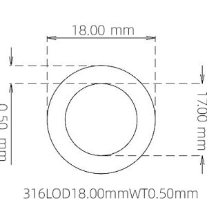 外径 18.00 mm / 内径 17.00 mm · 316L 不锈钢毛细管