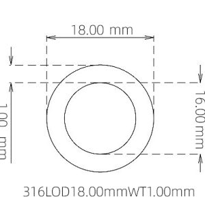 外径 18.00 mm / 内径 16.00 mm · 316L 不锈钢毛细管