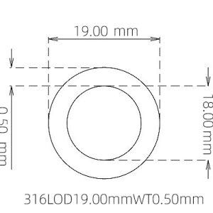外径 19.00 mm / 内径 18.00 mm · 316L 不锈钢毛细管