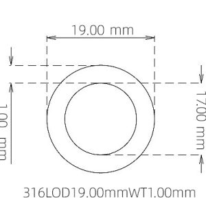 外径 19.00 mm / 内径 17.00 mm · 316L 不锈钢毛细管