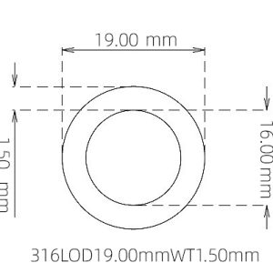 外径 19.00 mm / 内径 16.00 mm · 316L 不锈钢毛细管