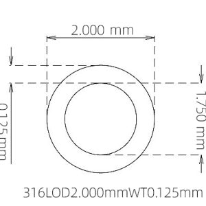 外径 2.000 mm / 内径 1.750 mm · 316L 不锈钢毛细管