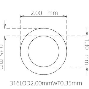 外径 2.00 mm / 内径 1.30 mm · 316L 不锈钢毛细管