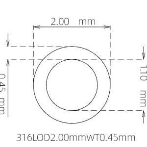 外径 2.00 mm / 内径 1.10 mm · 316L 不锈钢毛细管