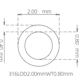 外径 2.00 mm / 内径 0.40 mm · 316L 不锈钢毛细管