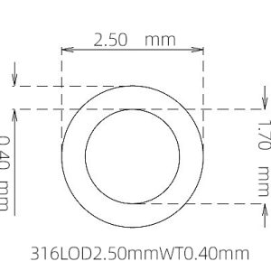 外径 2.50 mm / 内径 1.70 mm · 316L 不锈钢毛细管