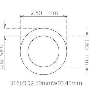 外径 2.50 mm / 内径 1.60 mm · 316L 不锈钢毛细管