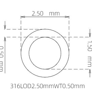 外径 2.50 mm / 内径 1.50 mm · 316L 不锈钢毛细管
