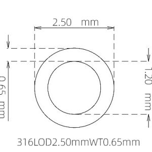 外径 2.50 mm / 内径 1.20 mm · 316L 不锈钢毛细管