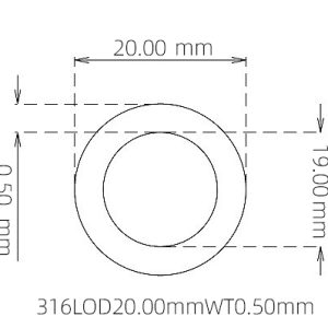 外径 20.00 mm / 内径 19.00 mm · 316L 不锈钢毛细管