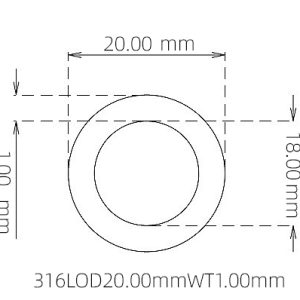 外径 20.00 mm / 内径 18.00 mm · 316L 不锈钢毛细管