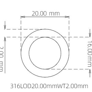 外径 20.00 mm / 内径 16.00 mm · 316L 不锈钢毛细管