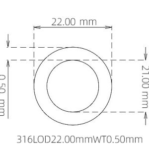 外径 22.00 mm / 内径 21.00 mm · 316L 不锈钢毛细管