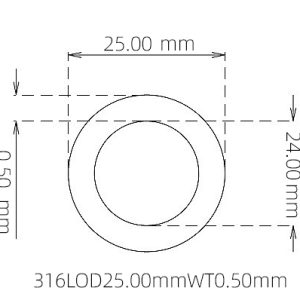 外径 25.00 mm / 内径 24.00 mm · 316L 不锈钢毛细管