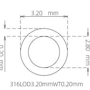 外径 3.20 mm / 内径 2.80 mm · 316L 不锈钢毛细管