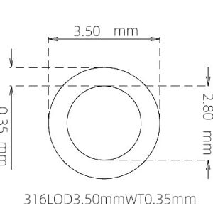 外径 3.50 mm / 内径 2.80 mm · 316L 不锈钢毛细管