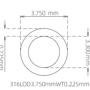 外径 3.750 mm / 内径 3.300 mm · 316L 不锈钢毛细管
