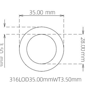 外径 35.00 mm / 内径 28.00 mm · 316L 不锈钢毛细管