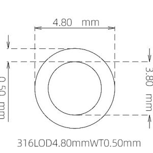 外径 4.80 mm / 内径 3.80 mm · 316L 不锈钢毛细管
