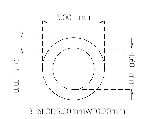 316L 不锈钢毛细管(外径 5.00 mm × 内径 4.60 mm × 壁厚 0.20 mm)