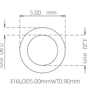 外径 5.00 mm / 内径 3.20 mm · 316L 不锈钢毛细管