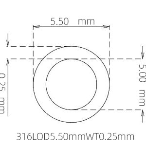 外径 5.50 mm / 内径 5.00 mm · 316L 不锈钢毛细管