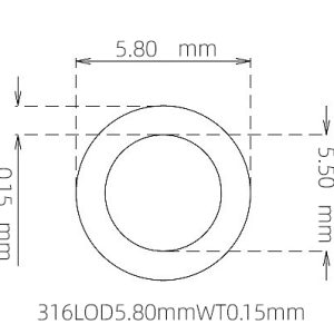 外径 5.80 mm / 内径 5.50 mm · 316L 不锈钢毛细管