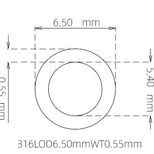 外径 6.50 mm / 内径 5.40 mm · 316L 不锈钢毛细管