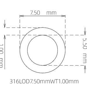 外径 7.50 mm / 内径 5.50 mm · 316L 不锈钢毛细管