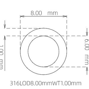 外径 8.00 mm / 内径 6.00 mm · 316L 不锈钢毛细管