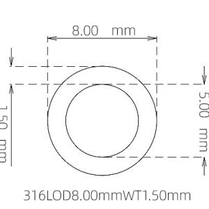 外径 8.00 mm / 内径 5.00 mm · 316L 不锈钢毛细管