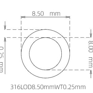 外径 8.50 mm / 内径 8.00 mm · 316L 不锈钢毛细管
