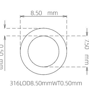 外径 8.50 mm / 内径 7.50 mm · 316L 不锈钢毛细管