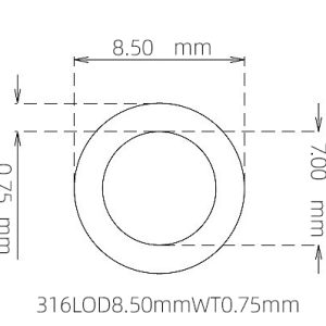 外径 8.50 mm / 内径 7.00 mm · 316L 不锈钢毛细管