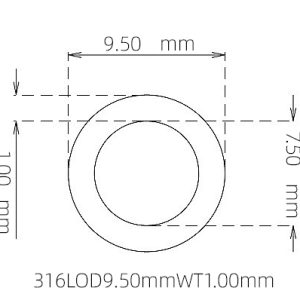 外径 9.50 mm / 内径 7.50 mm · 316L 不锈钢毛细管